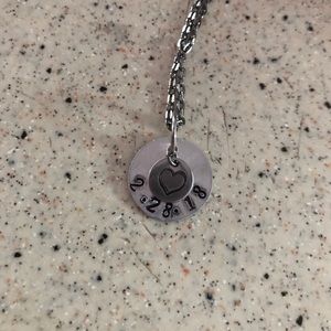 Date and heart keychain or necklace